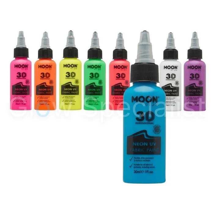 Moon FABRIC PAINT - UV/BLACKLIGHT - NEON BLUE