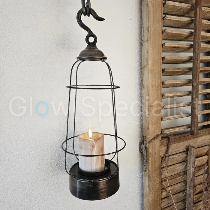 LED CANDLE - MARBLE - BROWN - WITH TIMER - Ø 7.5 X H 10 CM