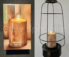 LED KAARS - MARMER - BRUIN - MET TIMER - Ø 7,5 X H 10 CM