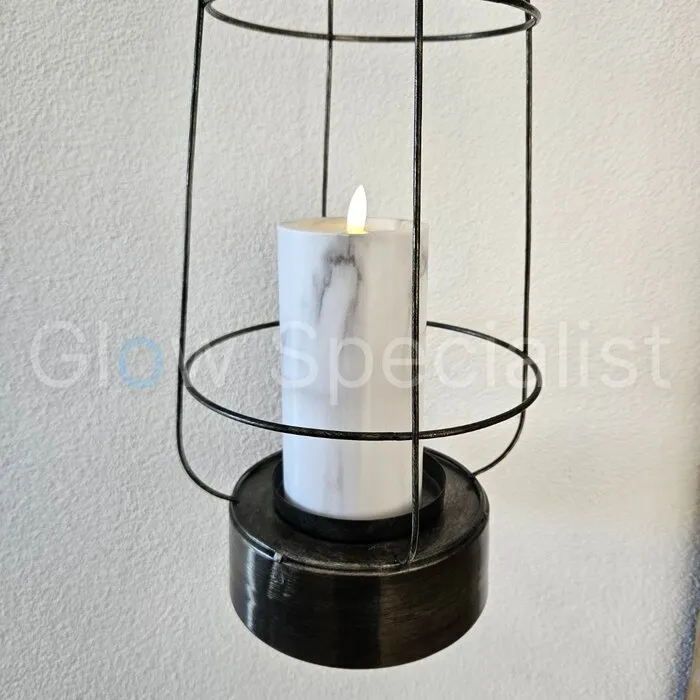 LED CANDLE - MARBLE - WHITE - WITH TIMER - Ø 7,5 X H 15 CM