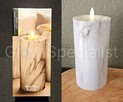 LED CANDLE - MARBLE - WHITE - WITH TIMER - Ø 7,5 X H 15 CM