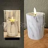 LED CANDLE - MARBLE - WHITE - WITH TIMER - Ø 7,5 X H 10 CM