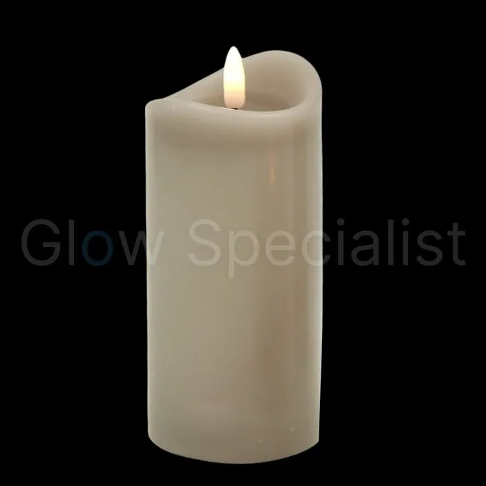 LED CANDLE - WAX - GRAY - WITH TIMER - Ø 7 XH 20 CM