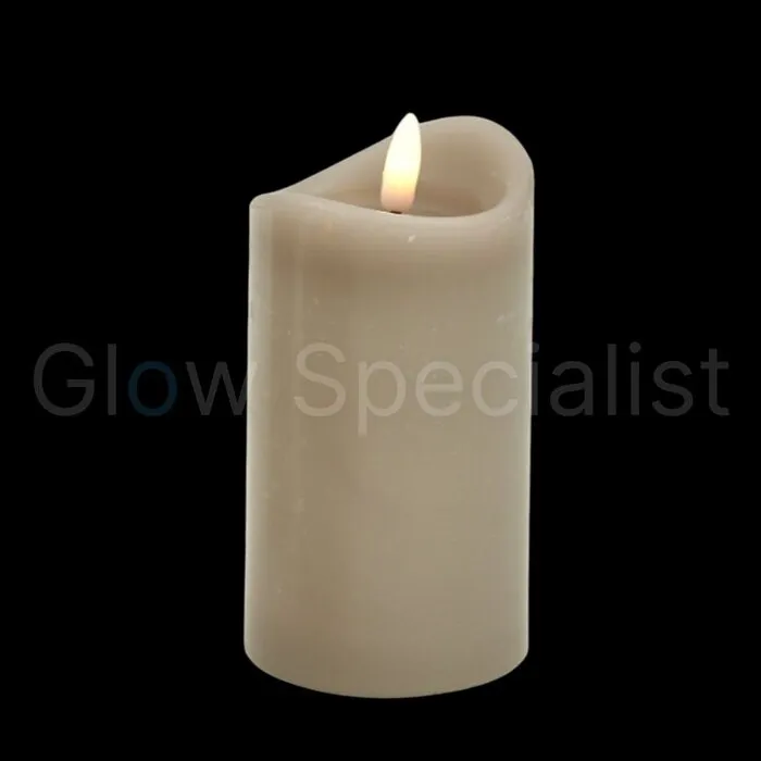 LED CANDLE - WAX - GRAY - WITH TIMER - Ø 7 X H 12,5 CM