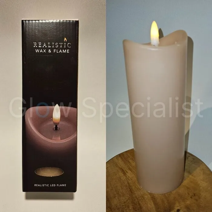 LED KAARS - WAX - ROZE - MET TIMER - Ø 7 X H 20 CM