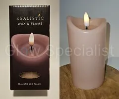 LED KAARS - WAX - ROZE - MET TIMER - Ø 7 X H 12,5 CM