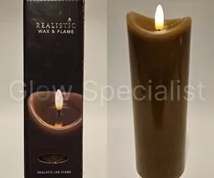 LED KAARS - WAX - TAUPE - MET TIMER - Ø 7 X H 20 CM