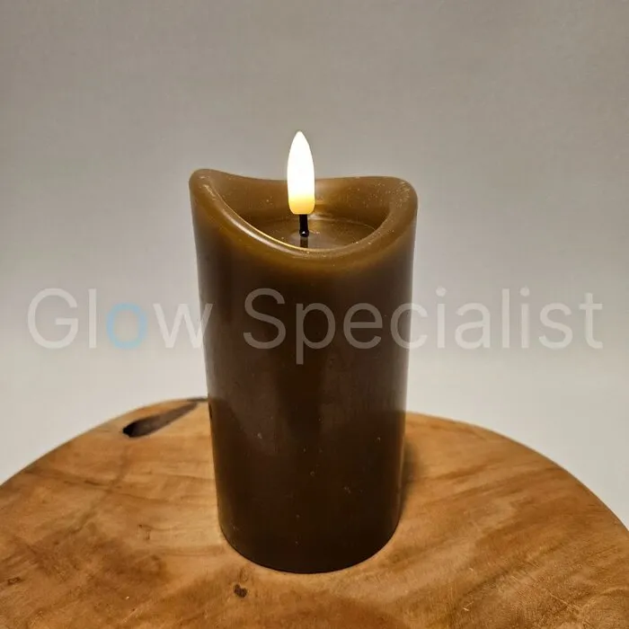LED CANDLE - WAX - TAUPE - WITH TIMER - Ø 7 X H 12,5 CM