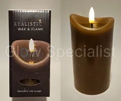 LED CANDLE - WAX - TAUPE - WITH TIMER - Ø 7 X H 12,5 CM