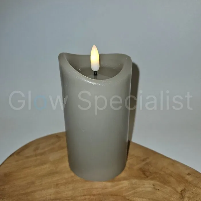 LED CANDLE - WAX - GRAY - WITH TIMER - Ø 7 X H 12,5 CM