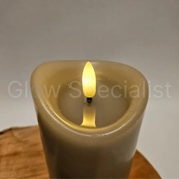 LED CANDLE - WAX - GRAY - WITH TIMER - Ø 7 X H 12,5 CM