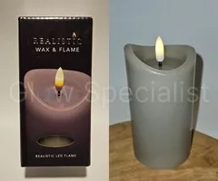 LED CANDLE - WAX - GRAY - WITH TIMER - Ø 7 X H 12,5 CM