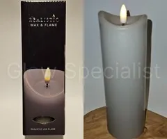 LED CANDLE - WAX - GRAY - WITH TIMER - Ø 7 XH 20 CM