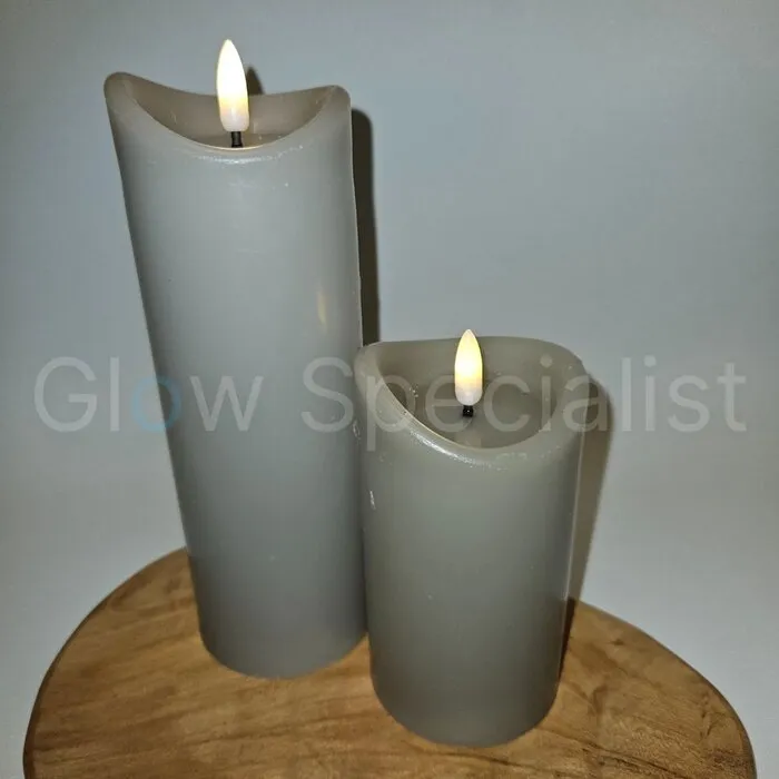 LED KAARS - WAX - GRIJS - MET TIMER - Ø 7 X H 12,5 CM