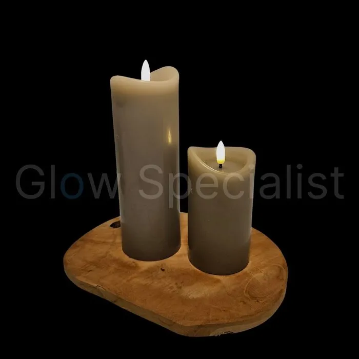 LED KAARS - WAX - GRIJS - MET TIMER - Ø 7 X H 12,5 CM