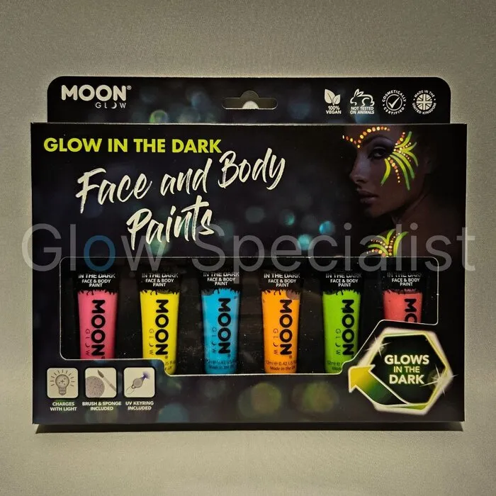 Moon FACE & BODY PAINT SET - GLOW IN THE DARK - UV - MOON