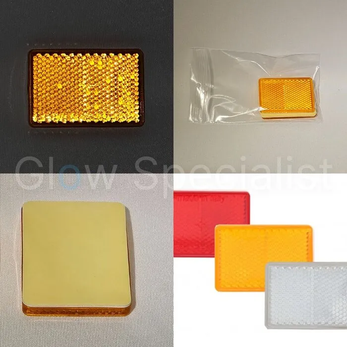 RECTANGULAR REFLECTOR ORANGE - 57 X 40 MM - SELF ADHESIVE - SET OF 2
