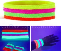 Glow Specialist UV NEON HEADBAND + 2 WRISTBANDS - 3-PIECE SET - MULTICOLOR
