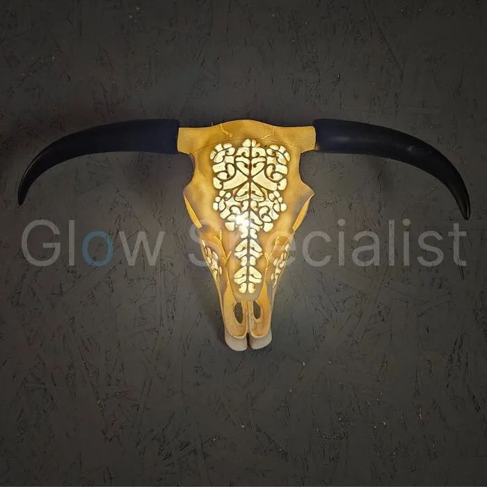 LED BUFFALO SKULL - WALL DECORATION - WITH REMOTE CONTROL
