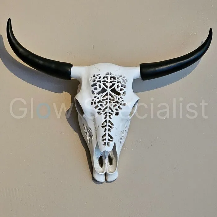 LED BUFFEL SCHEDEL - MUURDECORATIE - MET AFSTANDSBEDIENING