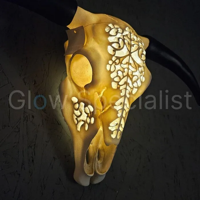 LED BUFFALO SKULL - WALL DECORATION - WITH REMOTE CONTROL