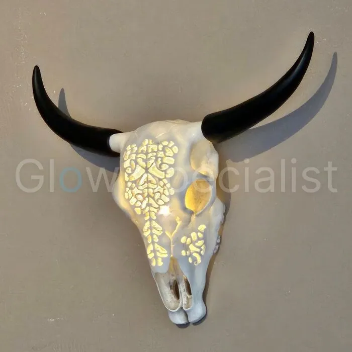 LED BUFFALO SKULL - WALL DECORATION - WITH REMOTE CONTROL