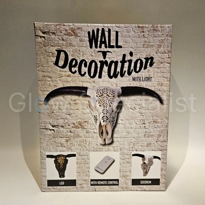 LED BUFFALO SKULL - WALL DECORATION - WITH REMOTE CONTROL