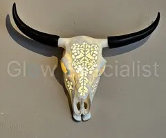 LED BUFFEL SCHEDEL - MUURDECORATIE - MET AFSTANDSBEDIENING