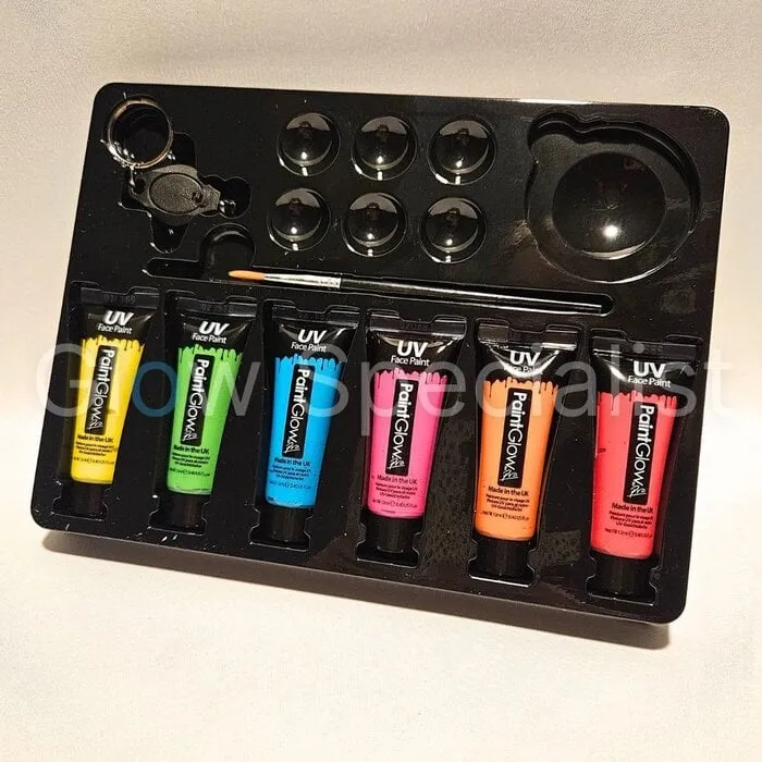 PaintGlow PAINTGLOW BLACKLIGHT FACE & BODY PAINT KIT - SET VAN 6 TUBES - INCL. UV-LAMPJE