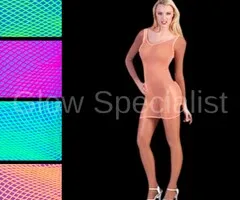 FISHNET DRESS - UV / BLACKLIGHT - NEON ORANGE