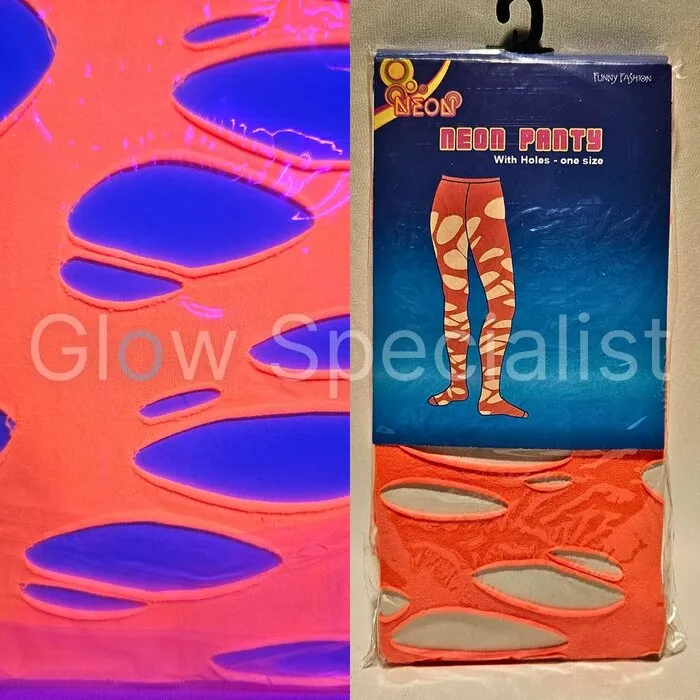 TIGHTS WITH LARGE HOLES  - UV / BLACKLIGHT - NEON ORANGE