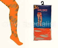 PANTY MET GROTE GATEN - UV / BLACKLIGHT - NEON ORANJE
