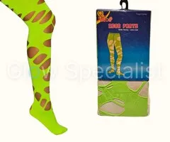 TIGHTS WITH LARGE HOLES  - UV / BLACKLIGHT - NEON GREEN
