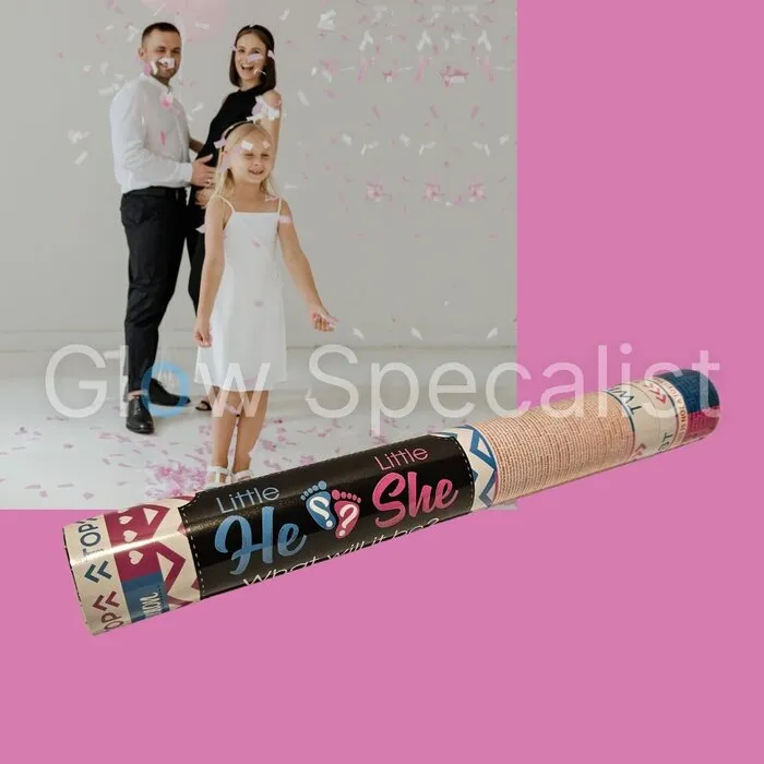 CONFETTI CANNON - GENDER REVEAL - 38 CM - PINK