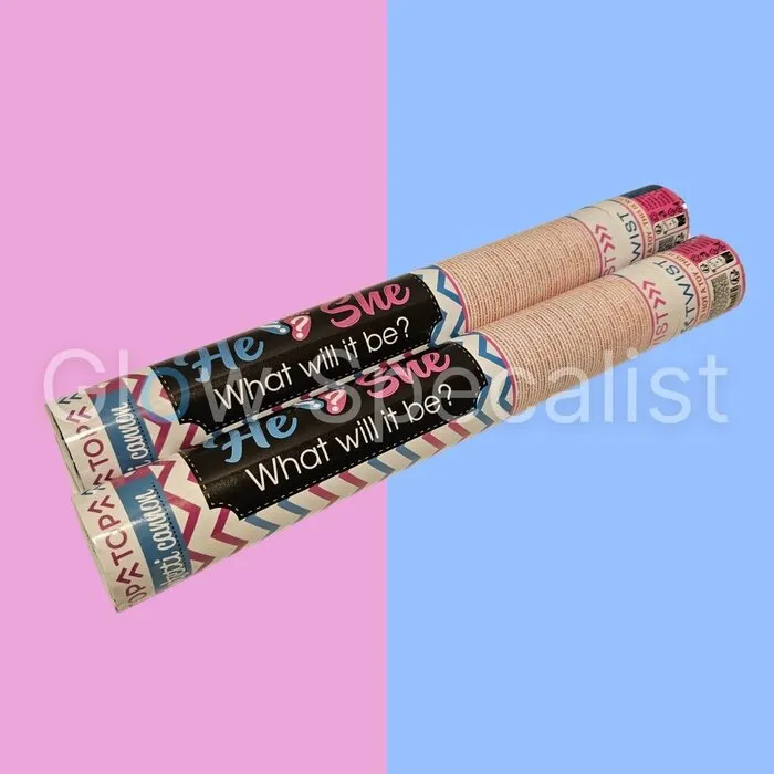 CONFETTI CANNON - GENDER REVEAL - 38 CM - BLUE
