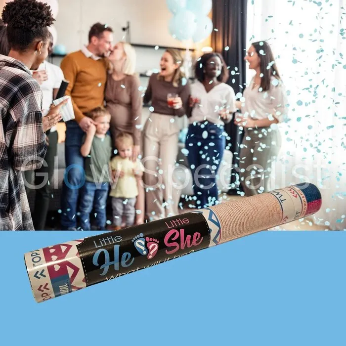 CONFETTI CANNON - GENDER REVEAL - 38 CM - BLUE