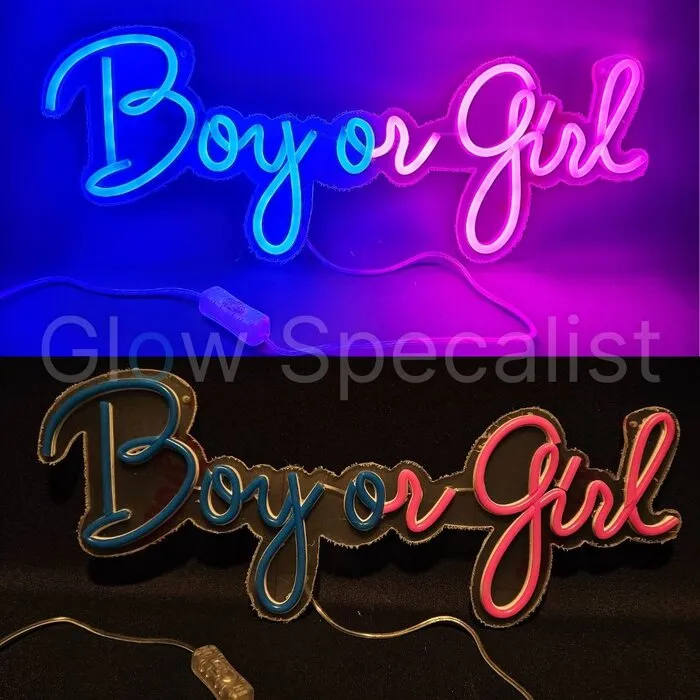 LED NEON SIGN - BOY OR GIRL - BLUE AND PINK