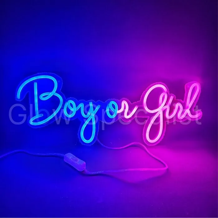 LED NEON SIGN - BOY OR GIRL - BLUE AND PINK
