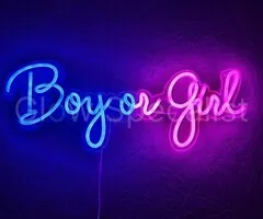 LED NEON SIGN - BOY OR GIRL - BLAUW EN ROZE