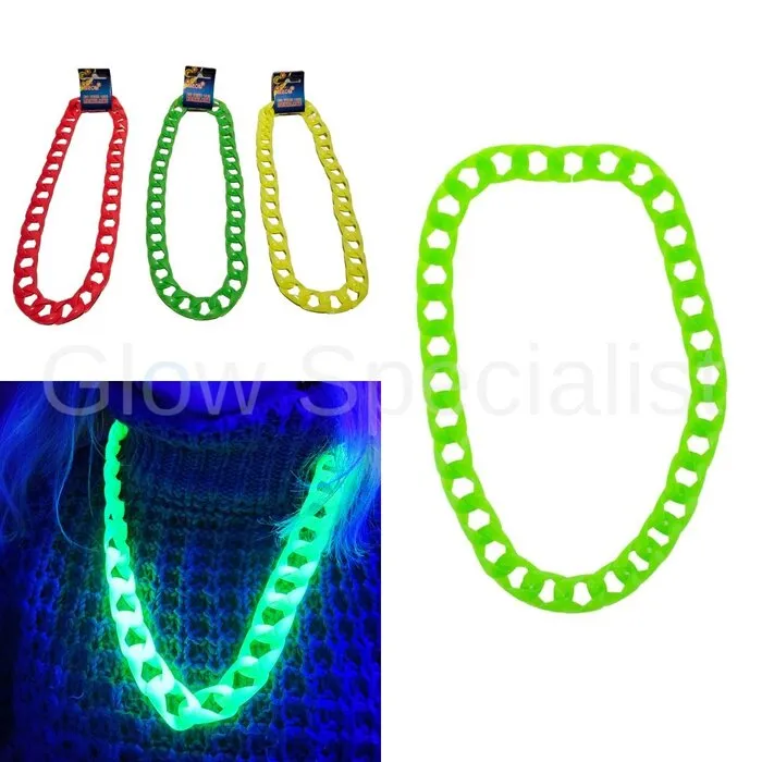HALSKETTING - GROTE SCHAKEL - UV / BLACKLIGHT - NEON