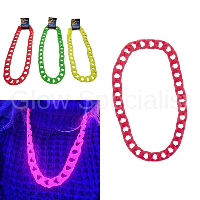 NECKLACE - LARGE LINK CHAIN - UV / BLACKLIGHT - NEON