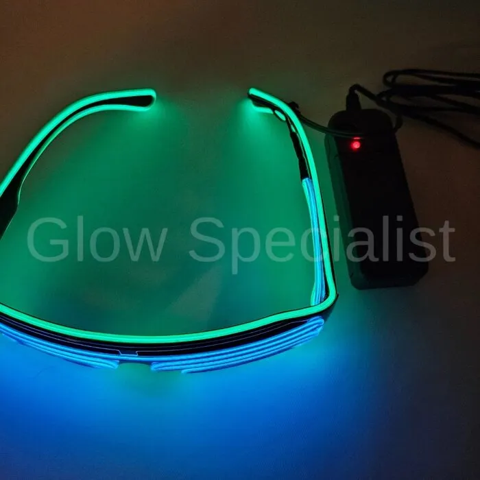 EL-WIRE SHUTTER BRIL - ZWART MONTUUR - BLAUW / GROEN LED