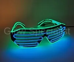 EL-WIRE SHUTTER BRIL - ZWART MONTUUR  - BLAUW / GROEN LED