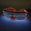 EL-WIRE SHUTTER GLASSES - BLACK MODEL - BLUE / RED LED