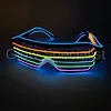 EL-WIRE SHUTTER GLASSES - BLACK FRAME - MULTICOLOR LED