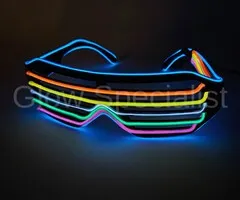 EL-WIRE SHUTTER BRIL - ZWART MONTUUR  - MULTICOLOR LED