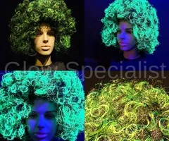 Glow Specialist AFRO PRUIK - UV / BLACKLIGHT - GROEN/ZWART