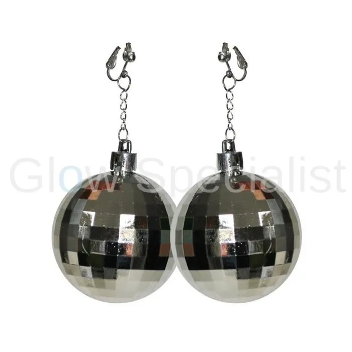 EARRINGS WITH DISCO BALL - EAR CLIPS - Ø 6 CM