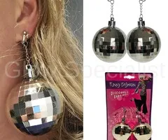 EARRINGS WITH DISCO BALL - EAR CLIPS - Ø 6 CM
