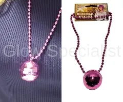 NECKLACE WITH DISCO BALL - PINK, SILVER OR GOLD